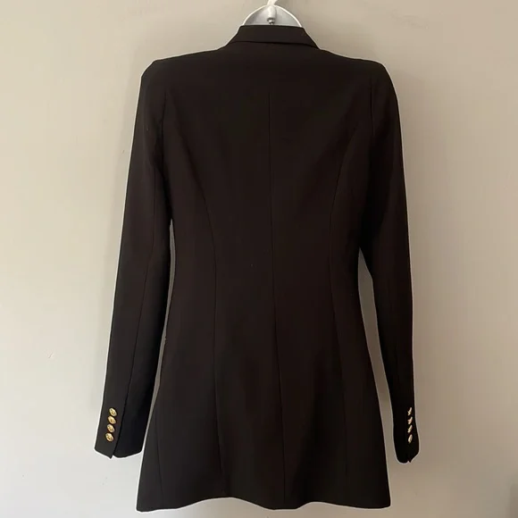 Zara Black Tailored Strong Shoulder Blazer with Gold Buttons - Picture 5 of 16